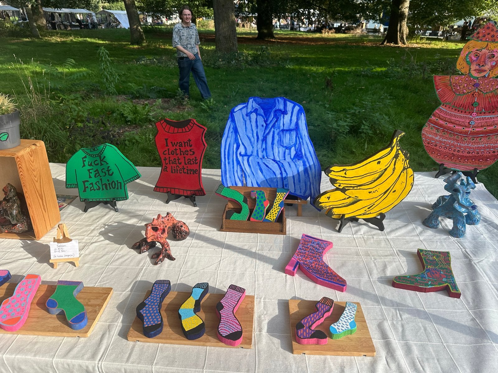 KUNSTSALE: Unieke handgemaakte kunst: hout & keramiek, Handgeschilderd, Ophalen of Verzenden, Overige technieken, Hout