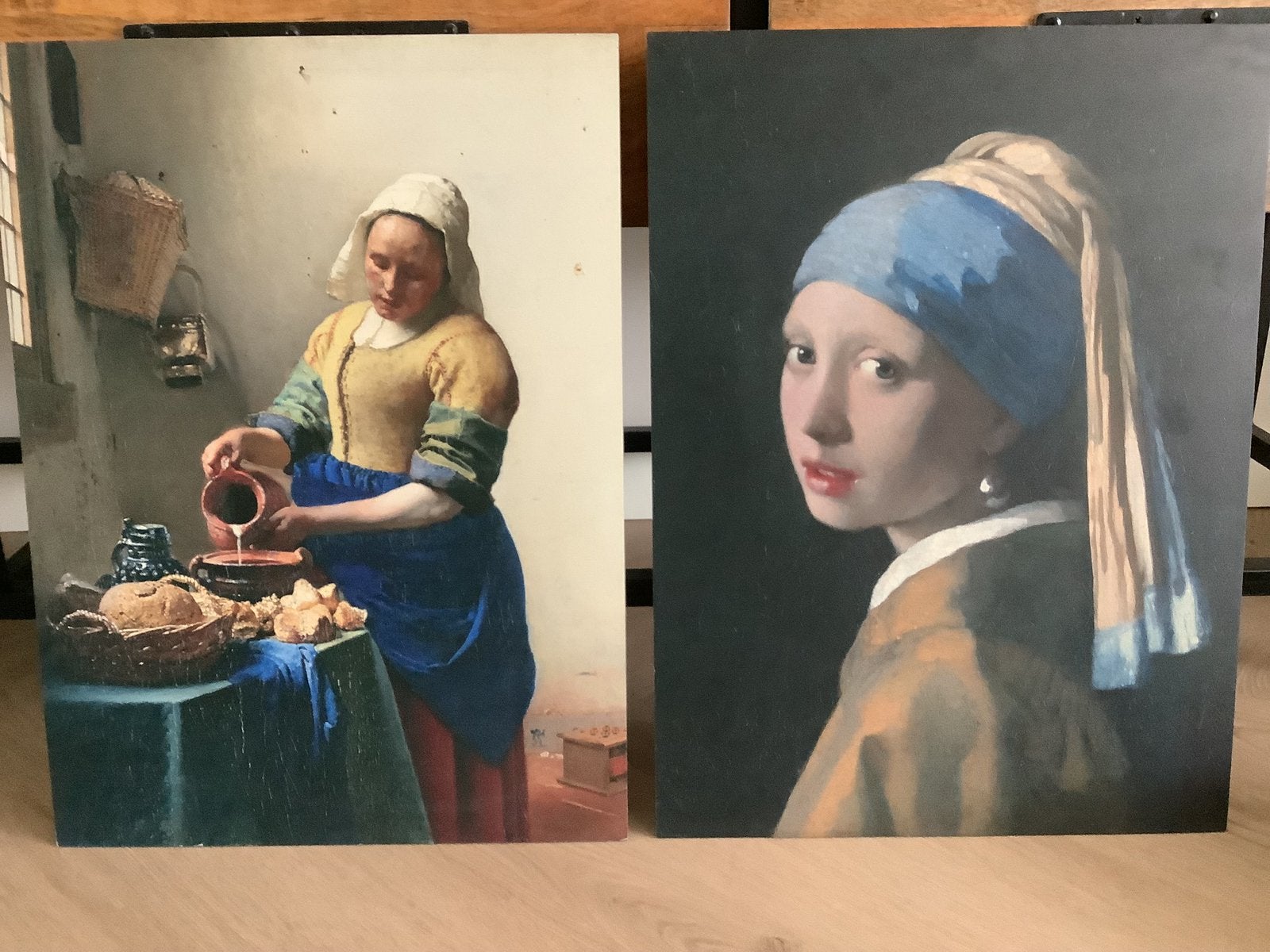 Schilderij het melkmeisje en meisje met de parel Vermeer, Ophalen of Verzenden, Minder dan 50 cm, Schilderij