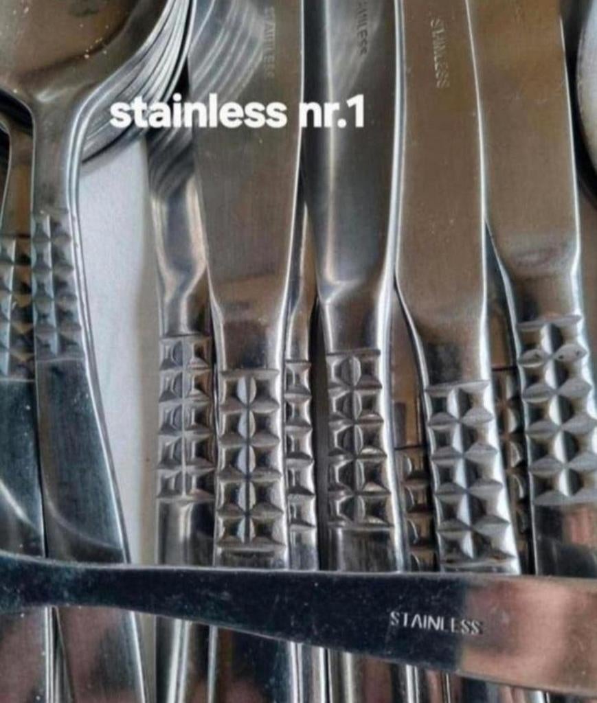 Bestek Stainless steentjes blokjes in de handvatten, Ophalen of Verzenden, Rvs of Chroom