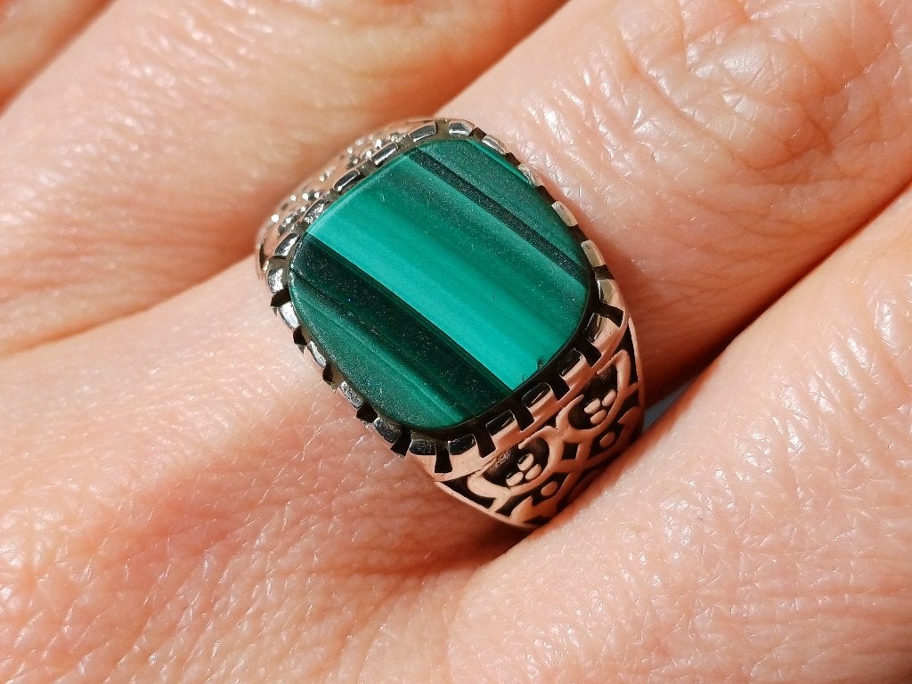 Vanoli 925 zilveren heren ring met malachiet maat 19, Vanoli, 19 tot 20, Amsterdam, Heer