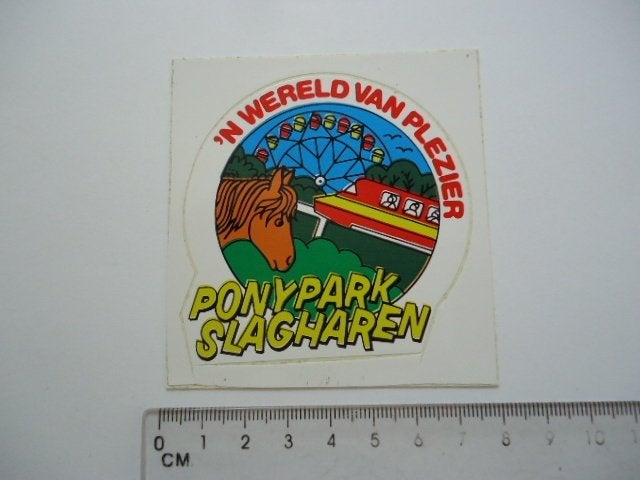 sticker oud SLAGHAREN pretpark ponypark kermis retro park, Verzenden, Zo goed als nieuw, Bedrijf of Vereniging