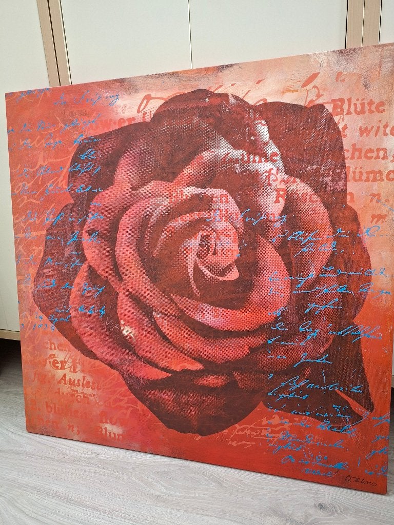 Schilderij van roos, Huis en Inrichting, Woonaccessoires | Schilderijen, Tekeningen en Foto's, Ophalen, Zo goed als nieuw, Schilderij