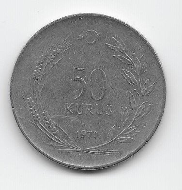 Turkije 50 kurus 1971 KM# 899, Ophalen of Verzenden, Midden-Oosten, Losse munt