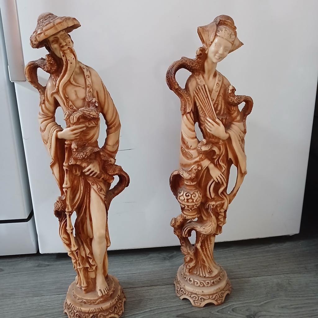 Decoratieve beelden van man en vrouw, ca. 48 cm hoog, Ophalen, Handgemaakt, 20 - 50 cm, Overige materialen