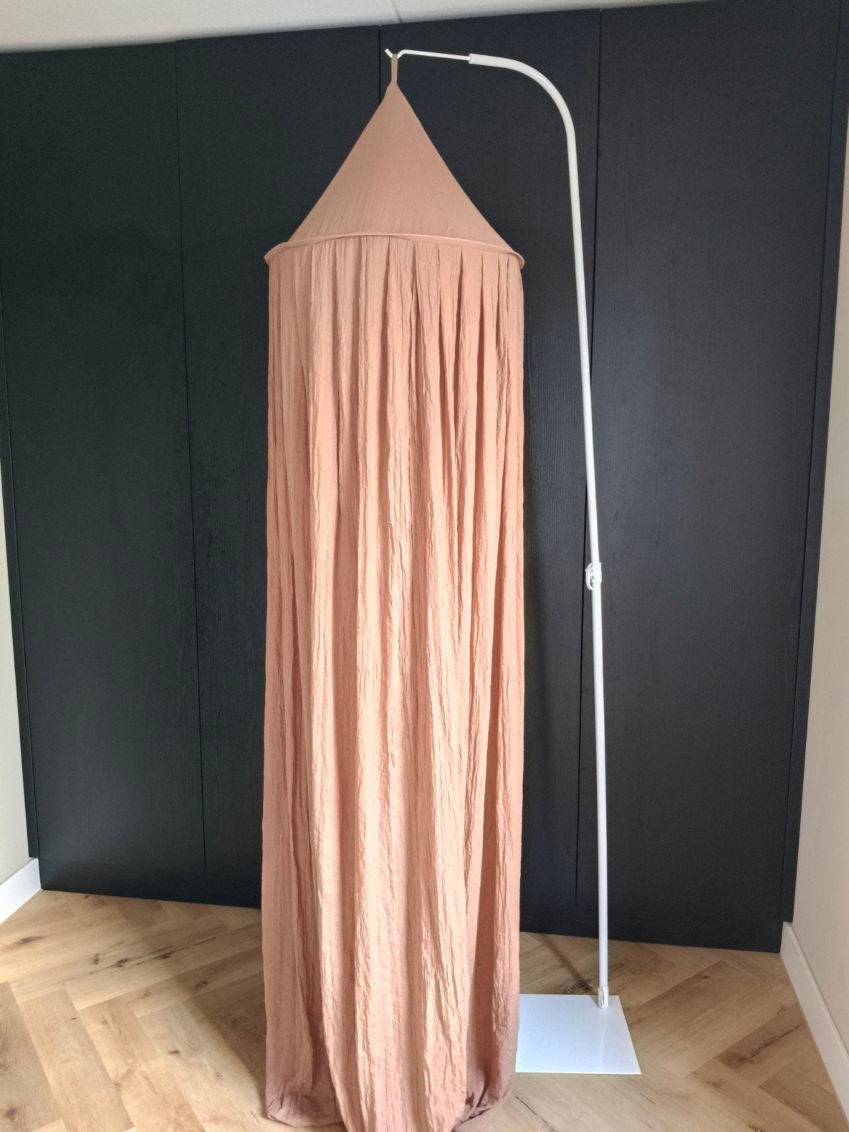 Meyco Hemelbed/Klamboe taupe  met standaard/piekstok, Ophalen, Zo goed als nieuw, 180 cm of meer, 85 tot 100 cm