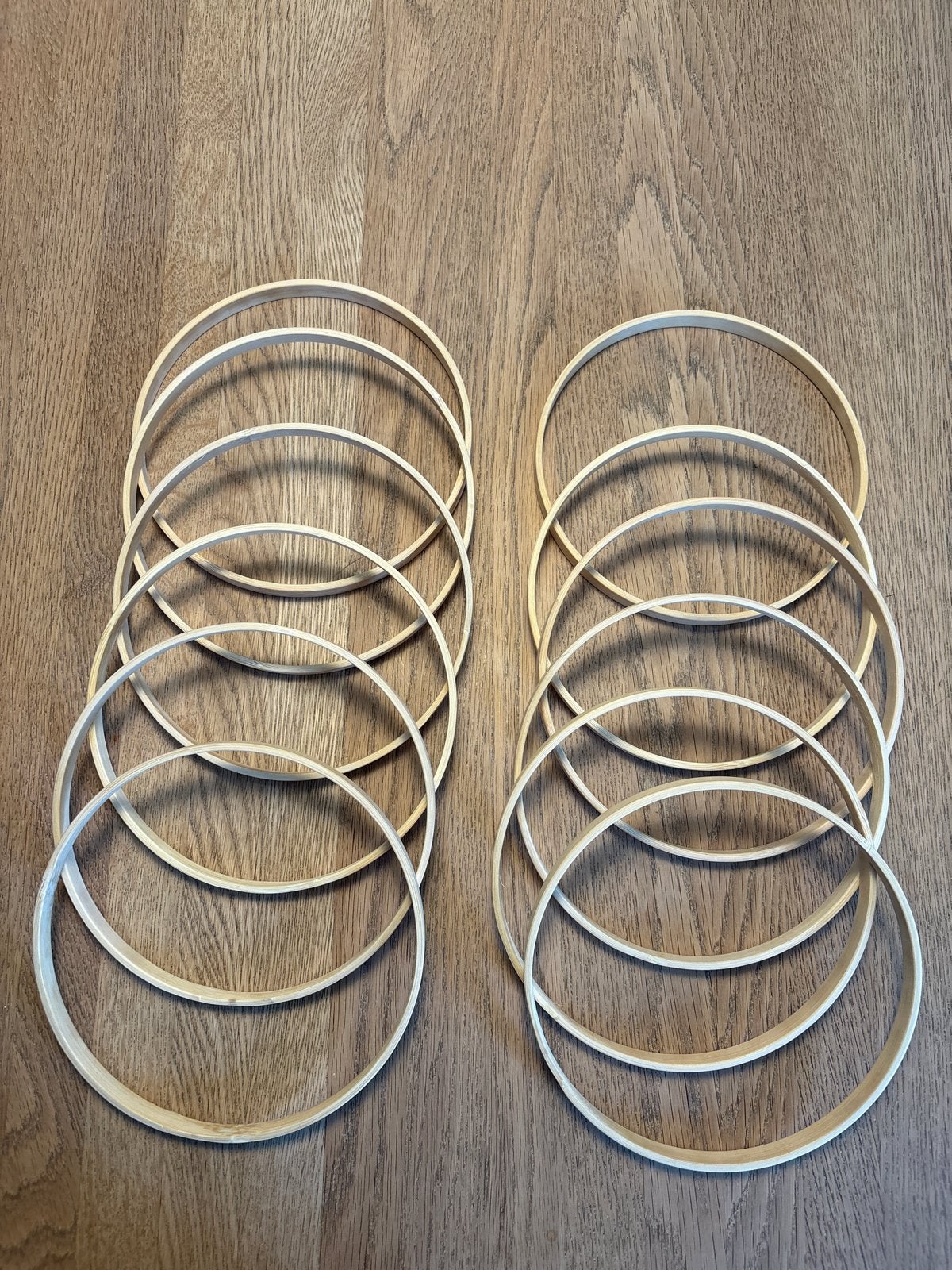 12 Bamboe Ringen - 15 cm diameter voor haakprojecten, Knutselmateriaal, Beige, Nieuw, Hout