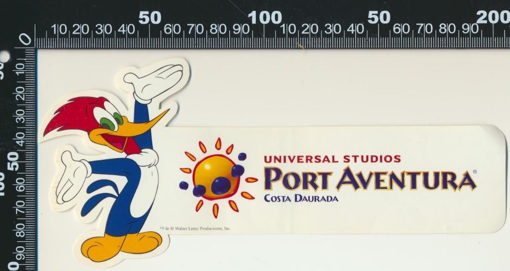 Sticker: Universal Studios Port Aventura - Costa Daurada, Ophalen of Verzenden, Zo goed als nieuw, Strip of Tekenfilm