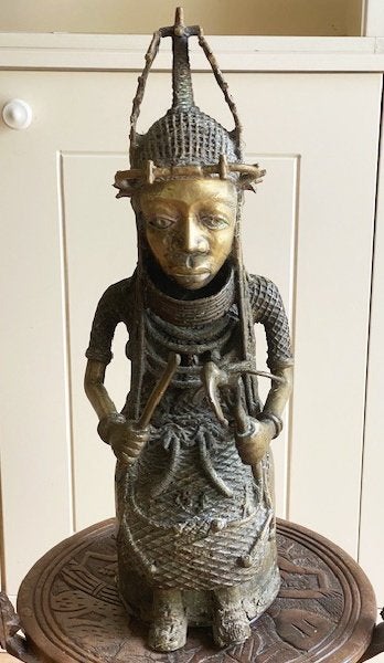 Benin bronze Oba, Antiek en Kunst, Ophalen of Verzenden, 55 cm
