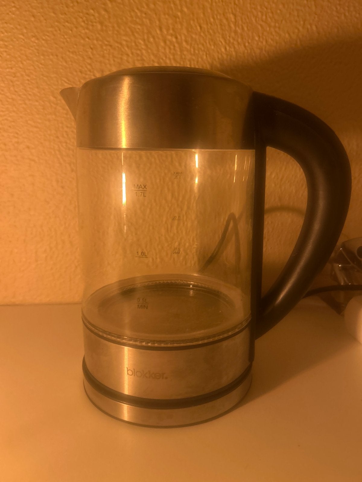 Blokker Waterkoker - 1.7L Glas en RVS, 1 tot 2 liter, Ophalen, Gebruikt, Rvs