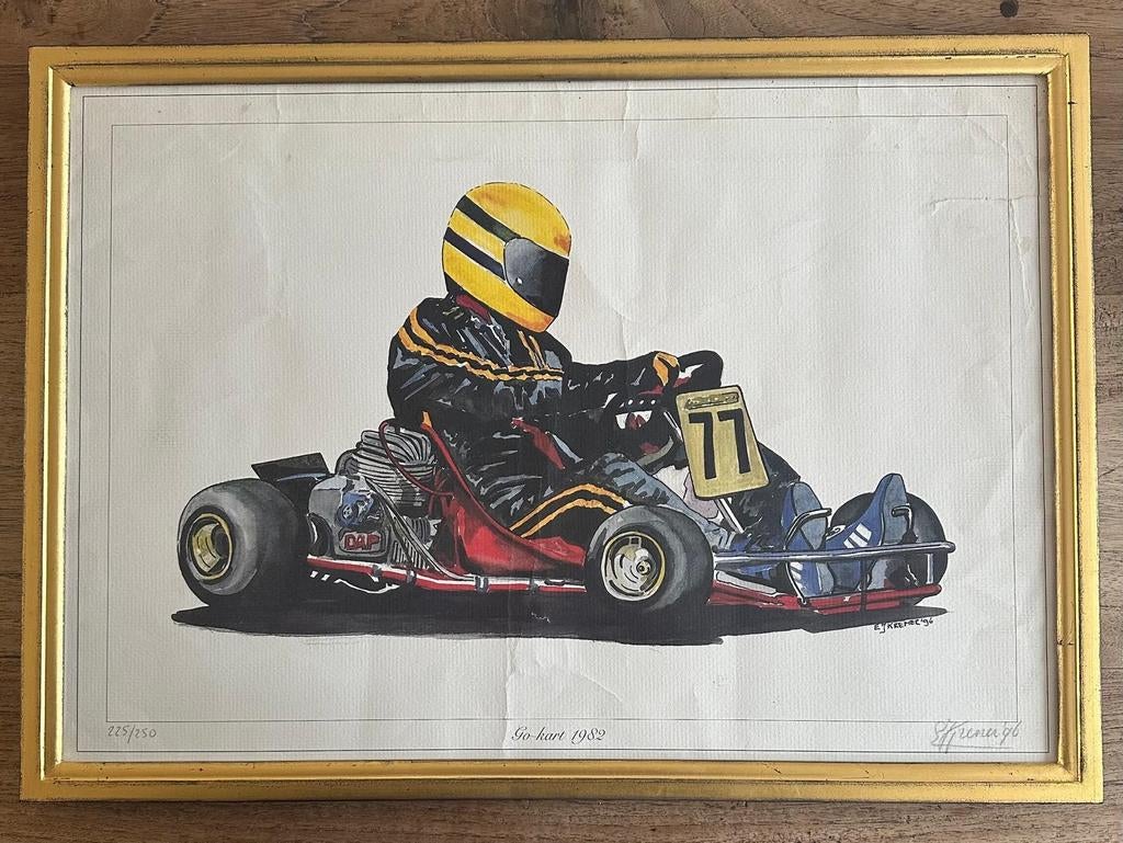 Lithografie Ayrton Senna Go-kart 1982, Ophalen of Verzenden