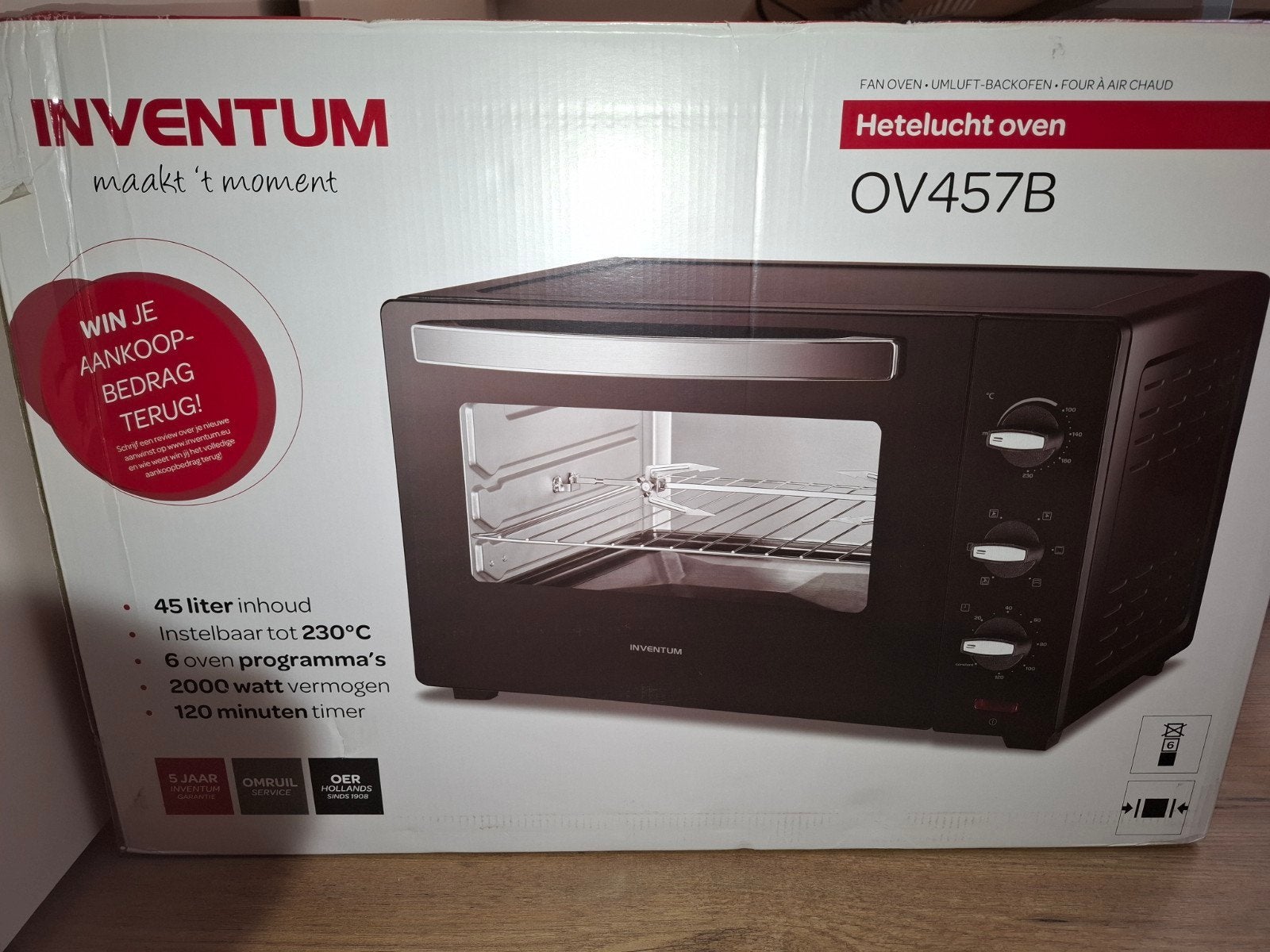 Nieuw in doos. Oven Inventum OV457B, Ophalen, Nieuw, Oven, Vrijstaand