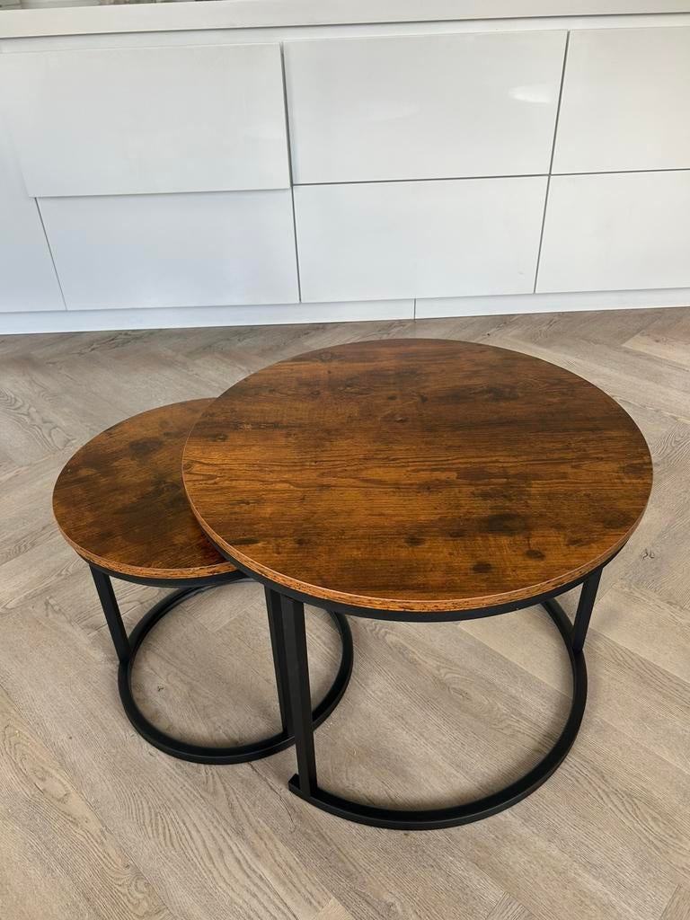 Salontafel setje houtkleur, Huis en Inrichting, Tafels | Salontafels, 50 tot 100 cm, Ophalen of Verzenden, Zo goed als nieuw, Minder dan 50 cm