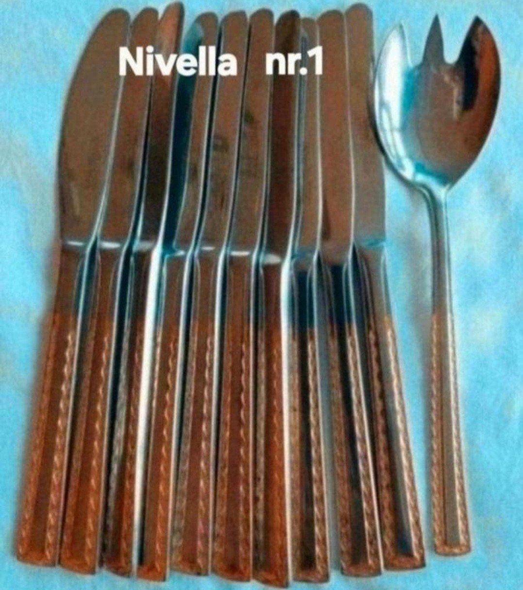 Nivella bestek relief gouden versieringen, Ophalen of Verzenden