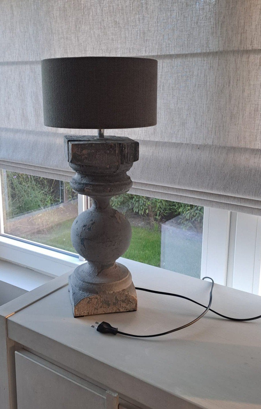 Mooie baluster lamp ~ met kap, Ophalen of Verzenden, Tafellamp