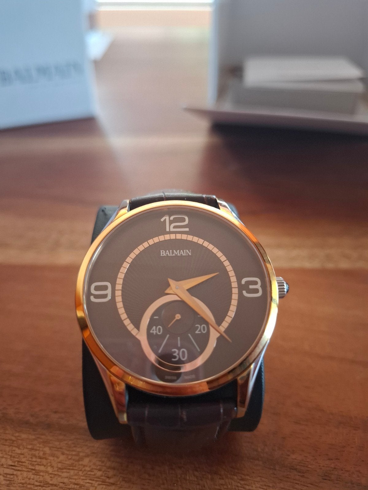Balmain herenhorloge ook voor stoere dames!, Overige materialen, Leer, Polshorloge, Zo goed als nieuw