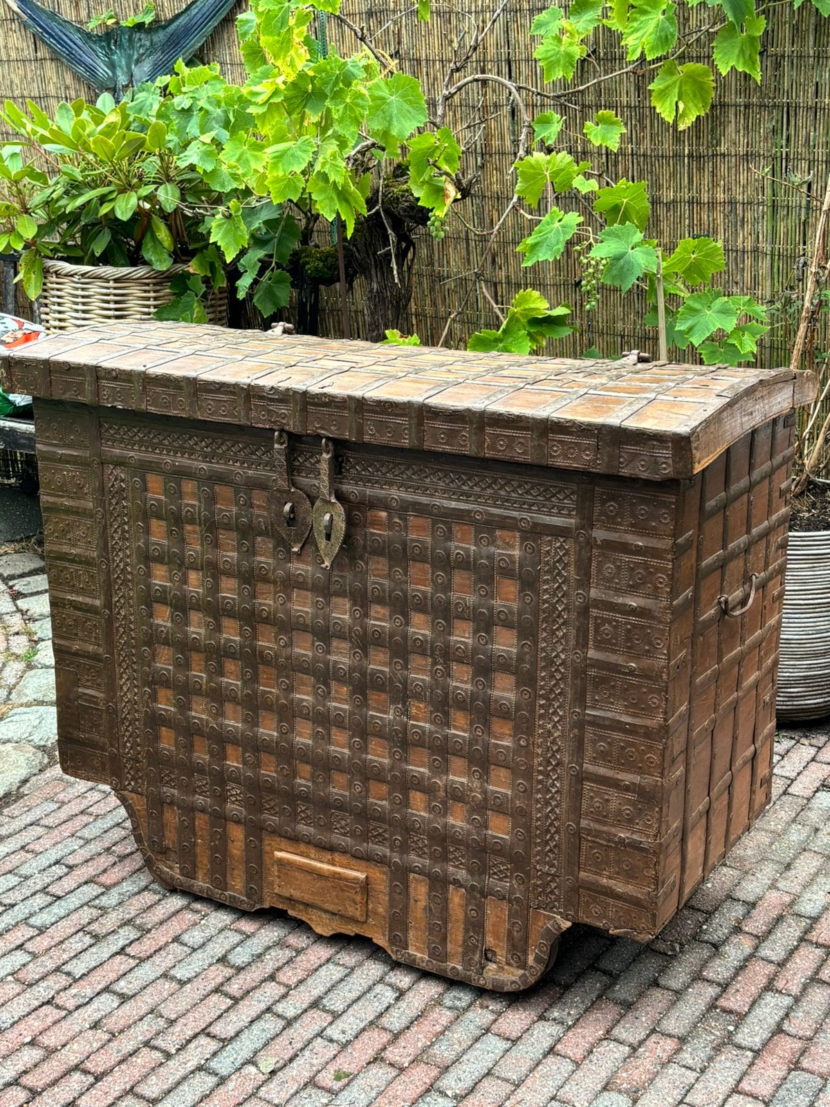 19e Eeuwse Indiase Bruidskist - Handgemaakt Hout & Metaal, Ophalen