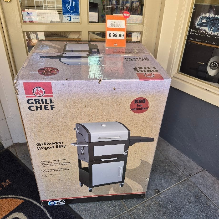 Grill Chef Houtskool-grillwagen. NIEUW in doos., Ophalen, Nieuw, X, X
