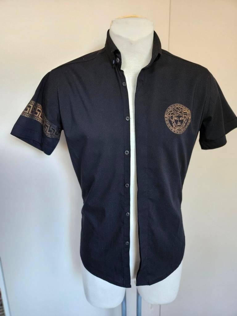 Zahedi shirt korte mouw M/48 - Versace vibes €27.50, Kleding | Heren, Overhemden, Nieuw, Halswijdte 39/40 (M), Zwart, Verzenden