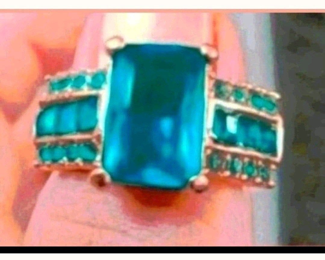 ring aquamarijn maat 18, Verzenden, Nieuw, Zilver