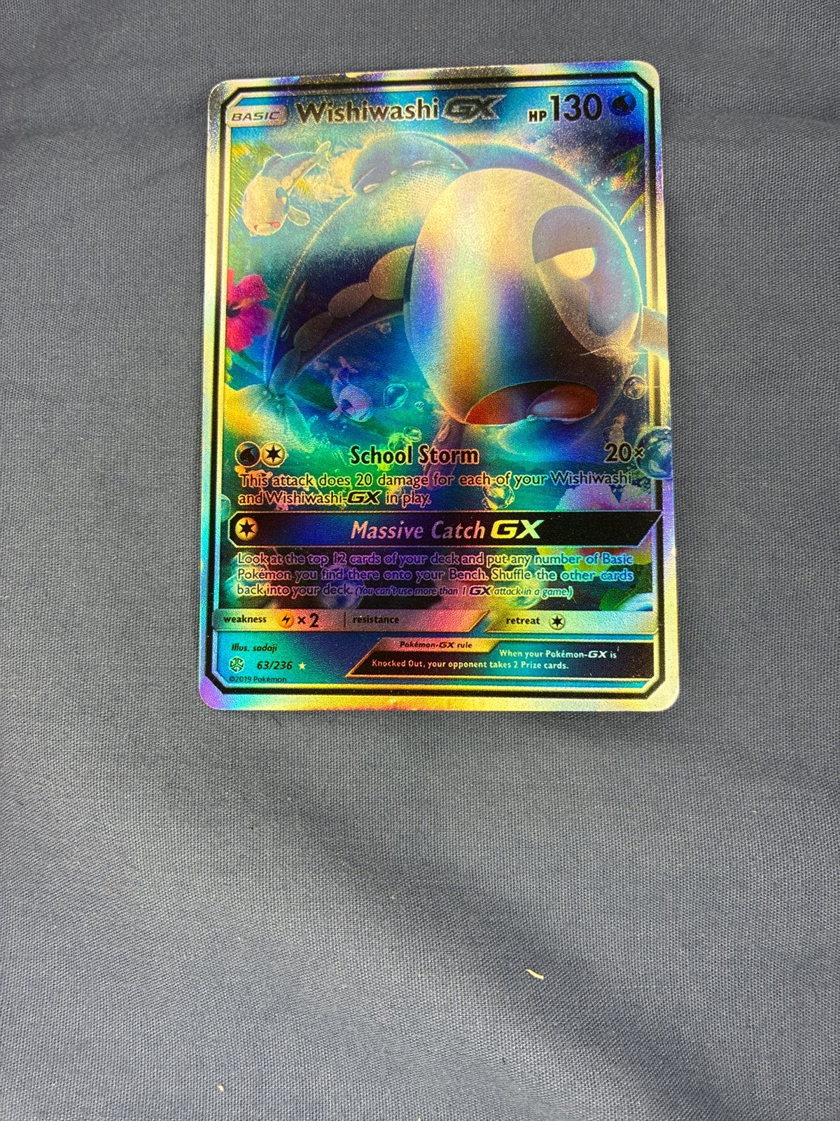 Wishiwashi GX Pokémon Kaart - Full Art Foil, Ophalen of Verzenden, Zo goed als nieuw, Losse kaart, Foil