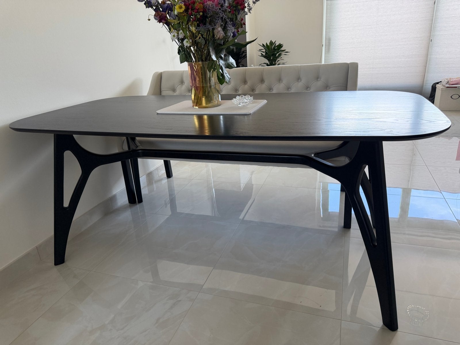 Elegante zwarte eettafel 180x90, Huis en Inrichting, Tafels | Eettafels, Ophalen, 50 tot 100 cm, Zo goed als nieuw, 150 tot 200 cm