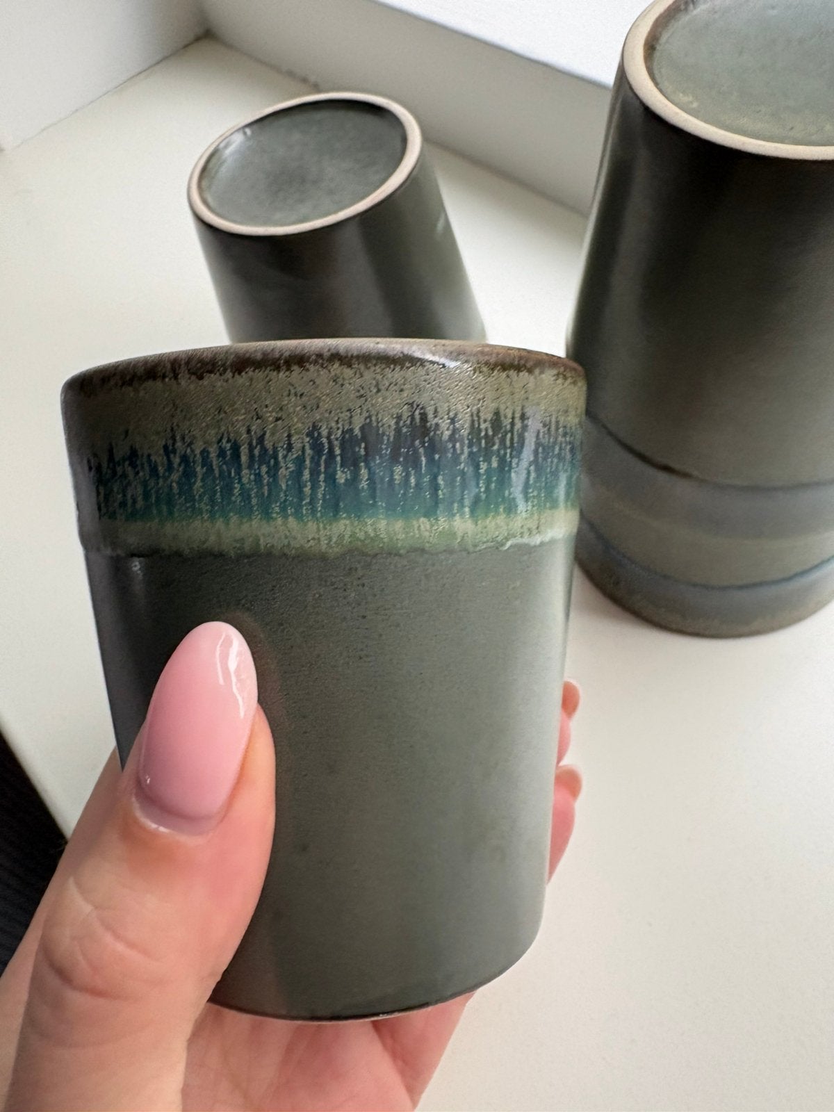 Hk living groene koffie kopjes, Overige merken, Verzenden, Keramiek, Zo goed als nieuw