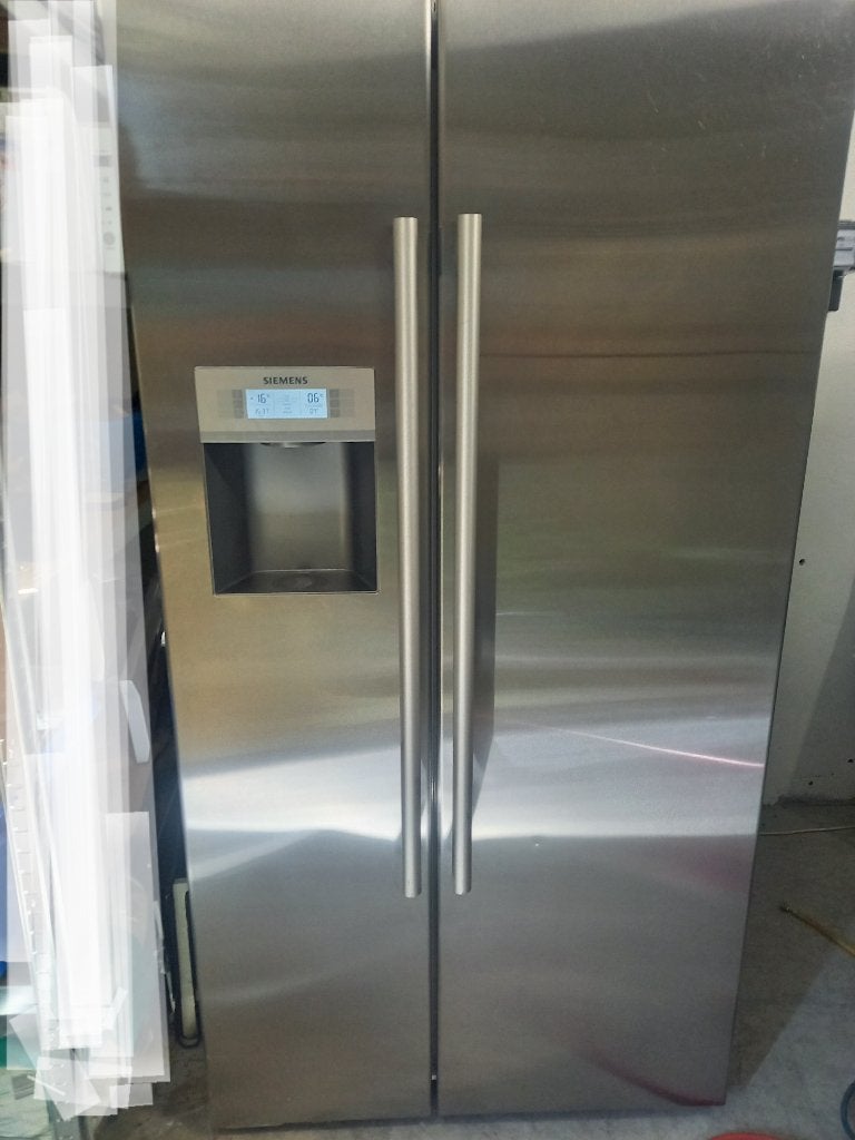 Luxe RVS Amerikaanse koelkast van SIEMENS, Ophalen, Gebruikt, 200 liter of meer, 60 cm of meer