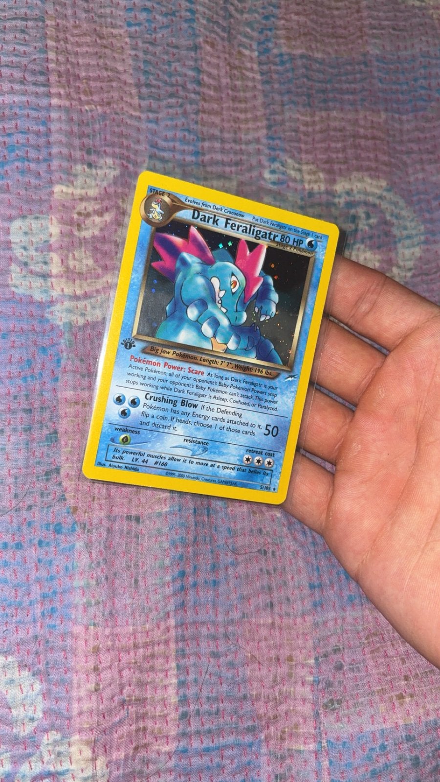 1st ed Dark feraligatr holo 5/105 pokemon kaart neo vintage, Ophalen of Verzenden, Zo goed als nieuw