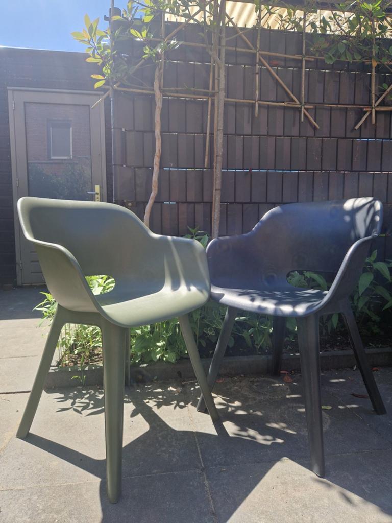 4 Allibert Akola kuip(tuin)stoelen (2x antraciet, 2x groen), Tuin en Terras, Tuinstoelen, Ophalen, Gebruikt, Kunststof