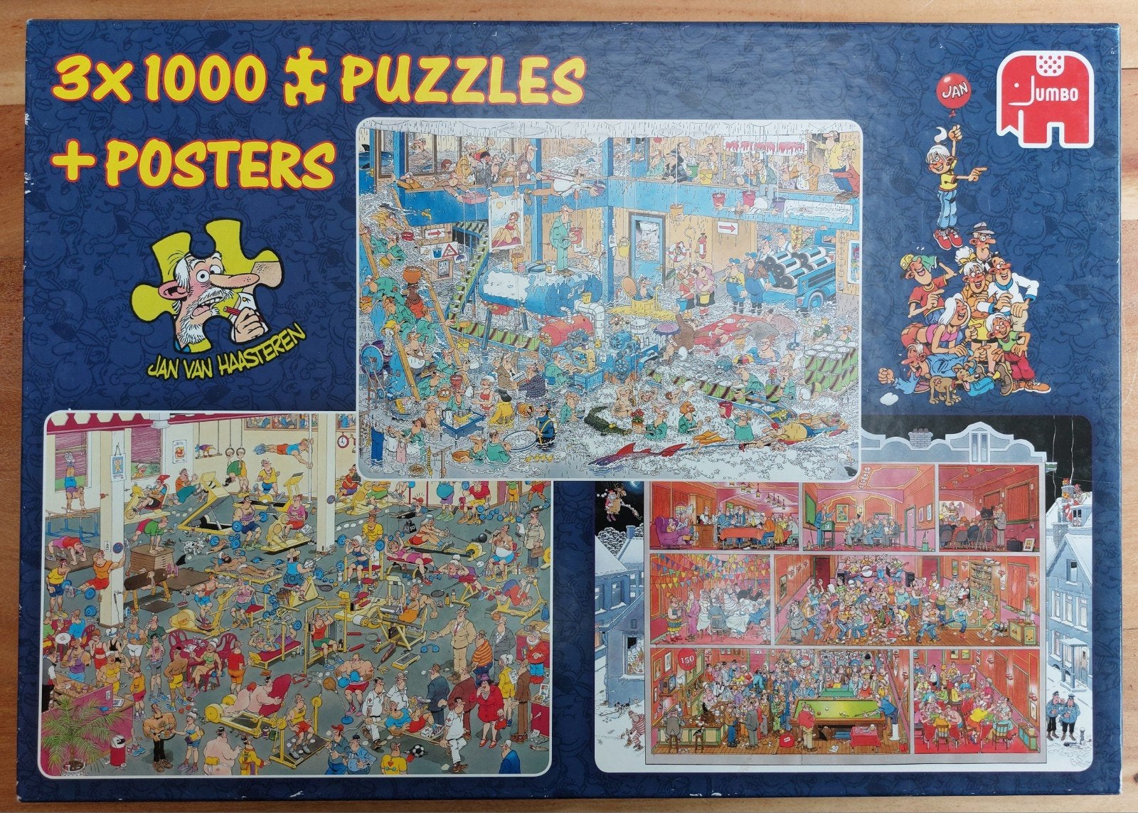 3 in 1 mooie puzzels van Jan van Haasteren., Ophalen of Verzenden, 500 t/m 1500 stukjes, Zo goed als nieuw