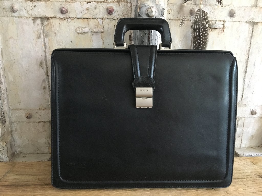 Texier dokterstas aktetas laptoptas - tas - luxe zwart leer, Ophalen of Verzenden, 17 inch of meer, Zo goed als nieuw, Aktetas