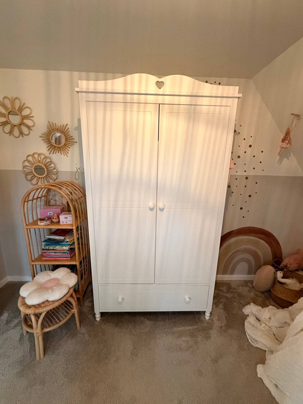 Emma Infanskids Bedbank met Kast - Hartjesdetails, Kinderen en Baby's, Ophalen, Gebruikt, 100 cm of meer, Matras