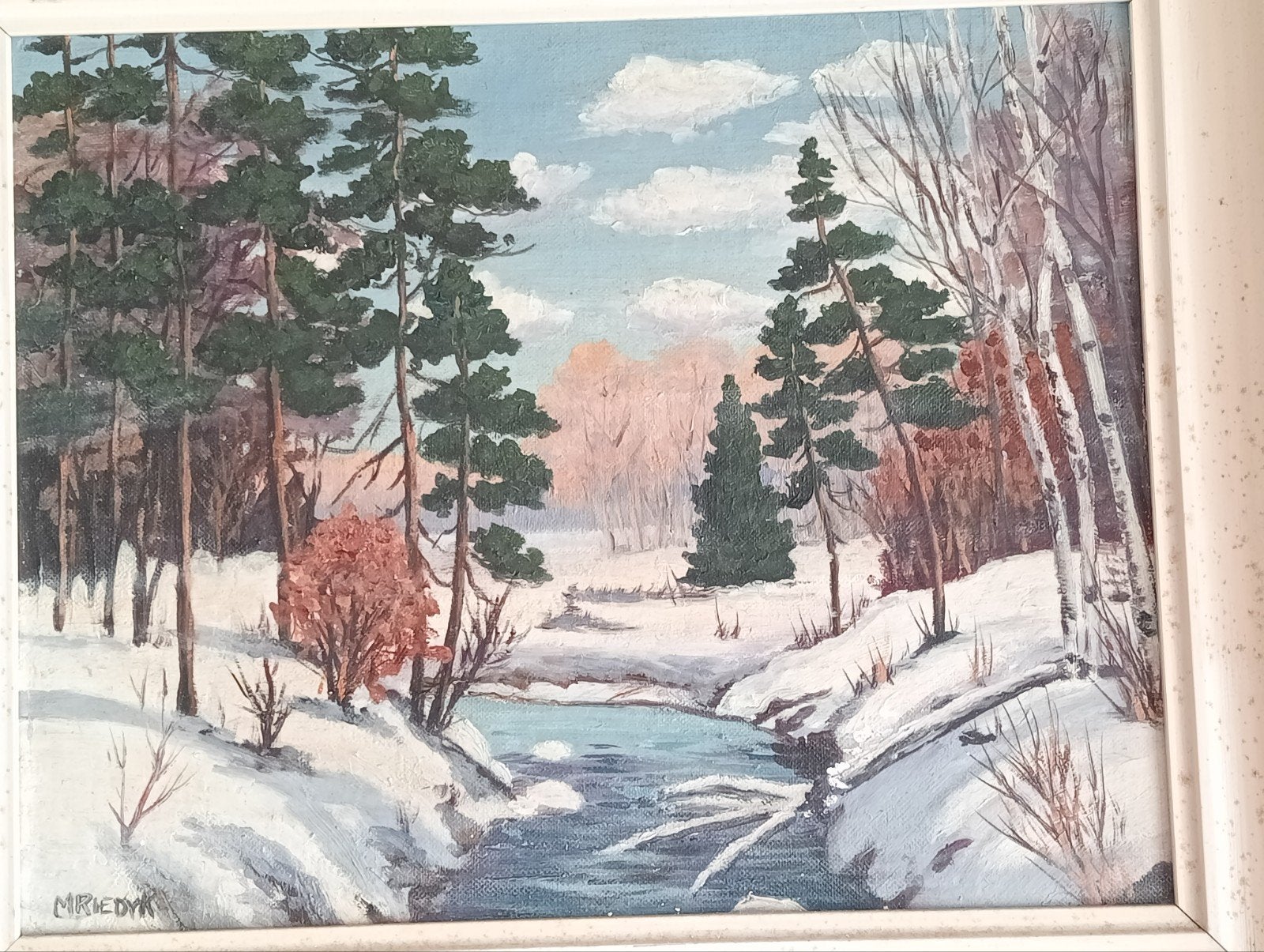 Canada - Winterlandschap met rivier M.Riedyk jaren 50-70, Ophalen of Verzenden