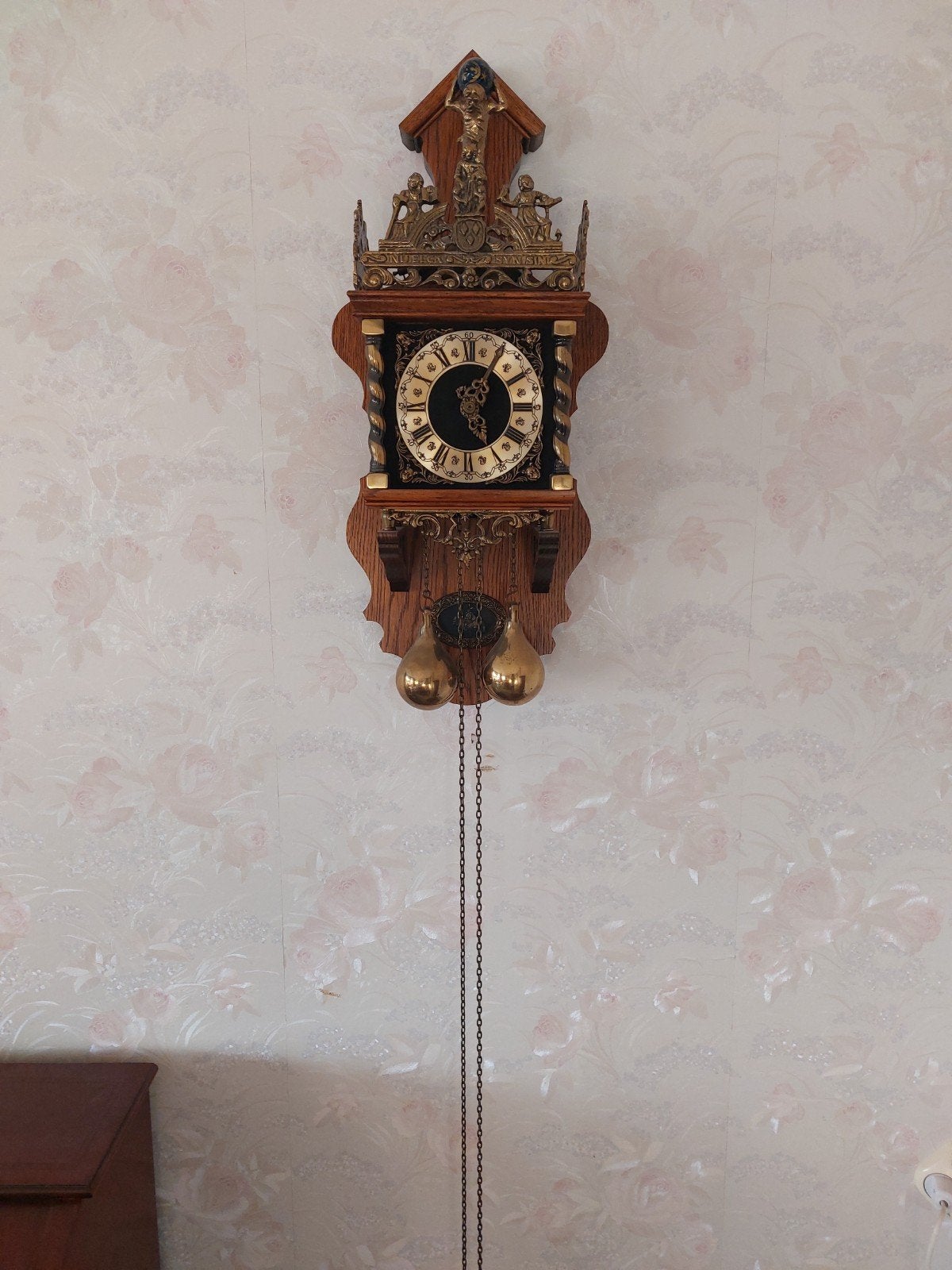 Antieke Friese Staartklok met Bronzen Ornamenten, Antiek en Kunst, Ophalen of Verzenden