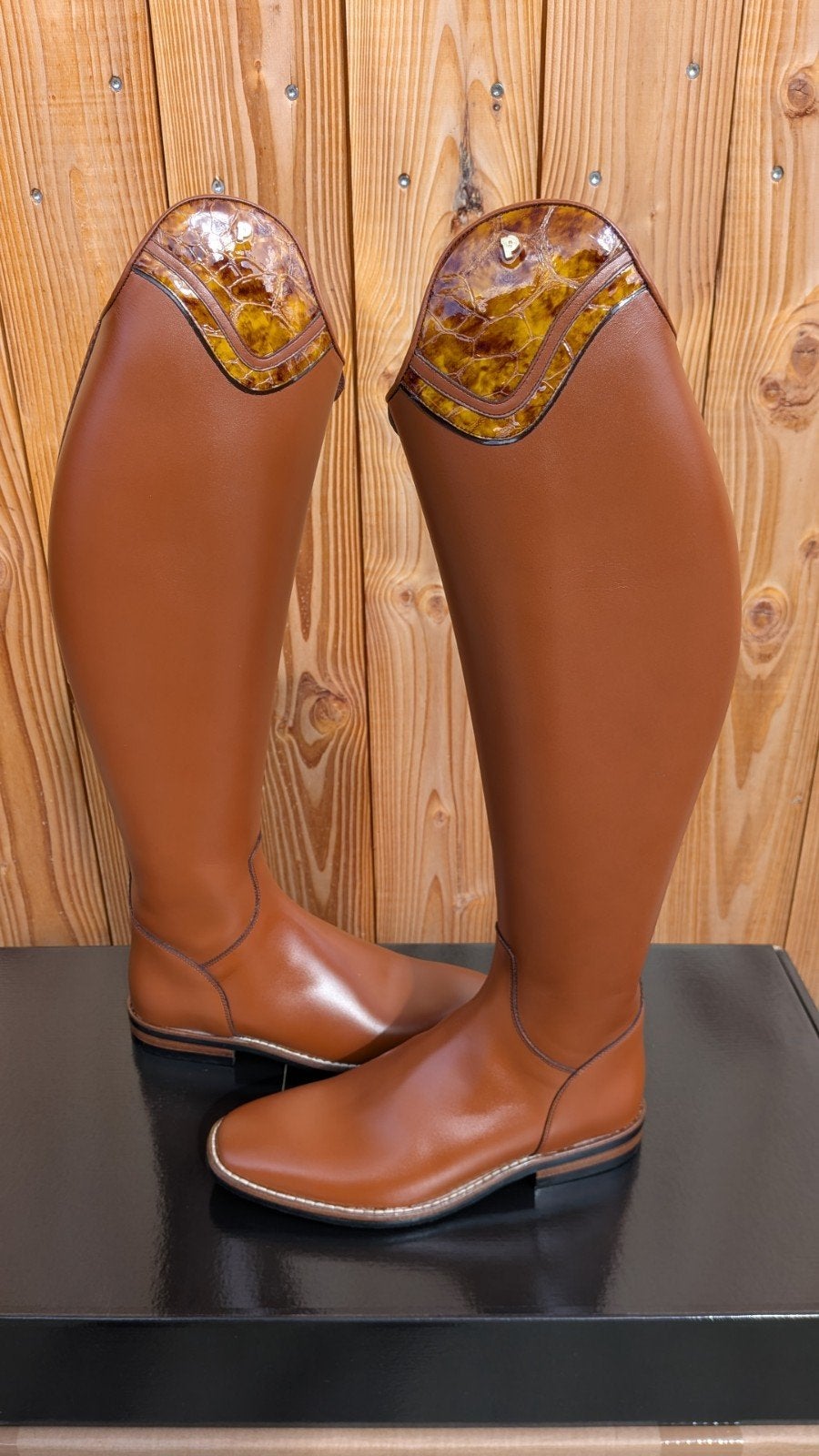Petrie Bergamo Dressuur Rijlaarzen Cognac Croco Lak 41 48 40, Dressuur, Dames, Nieuw, Ophalen of Verzenden