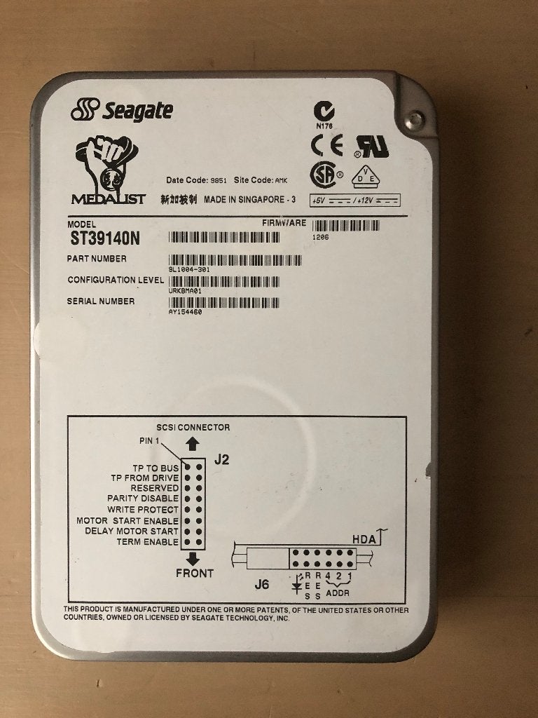 vintage Seagate ST39140N scsi 9GB, Computers en Software, Gebruikt, SCSI, Ophalen of Verzenden, Seagate
