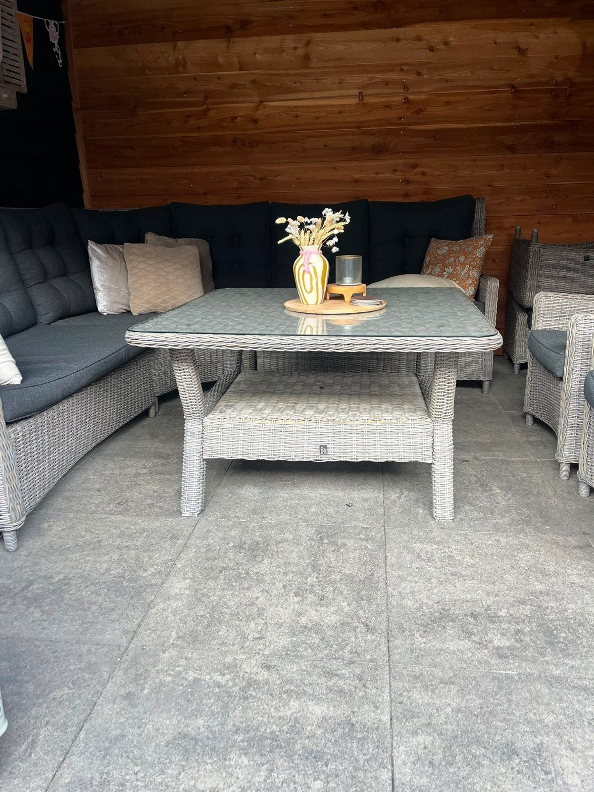 Intratuin Samba loungetafel / lounge diningtafel, Tuin en Terras, Ophalen, Zo goed als nieuw, Vierkant, Wicker
