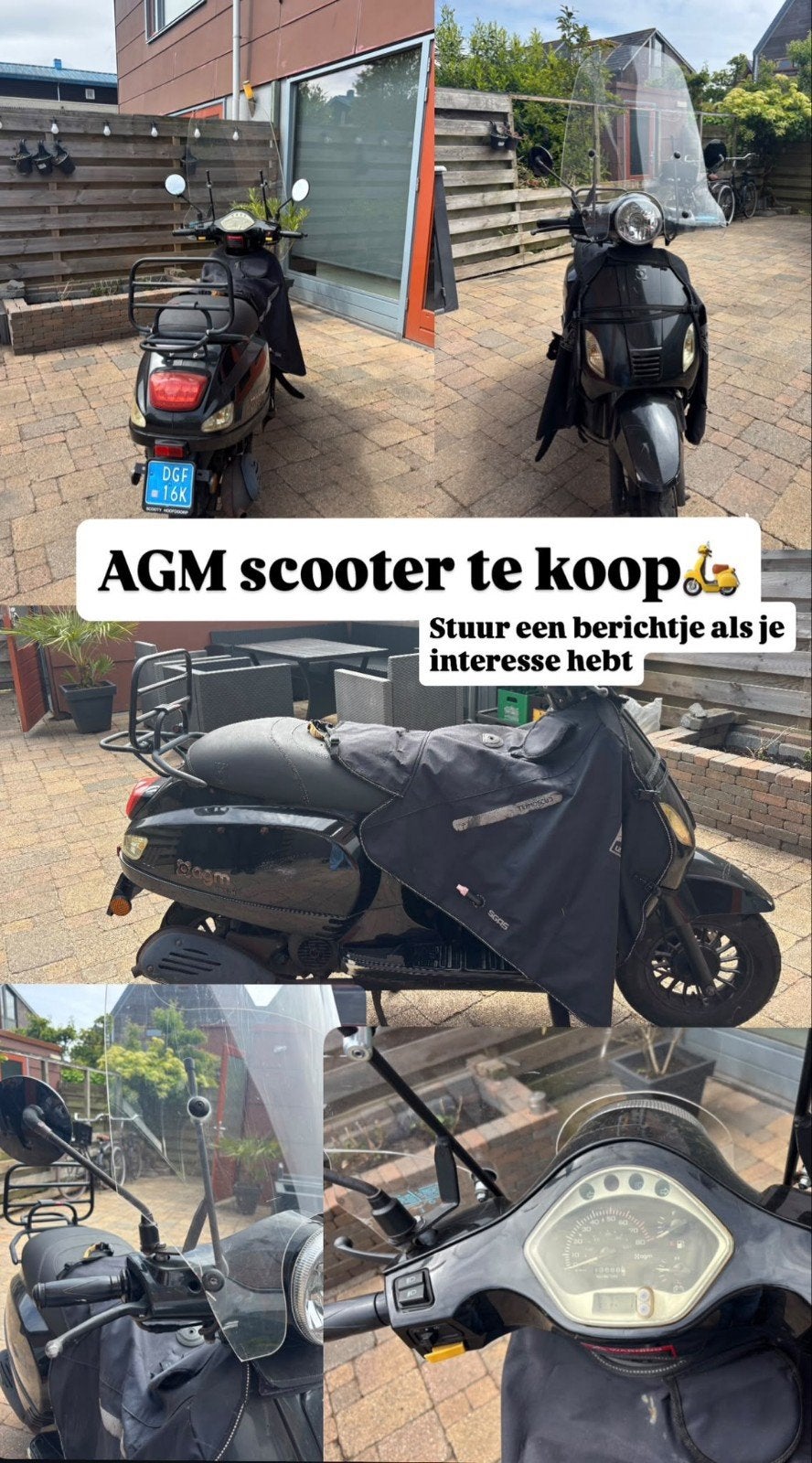 AGM VX 50 scooter 25km/u zwart met benenkleed, Ophalen, Gebruikt, AGM, Benzine