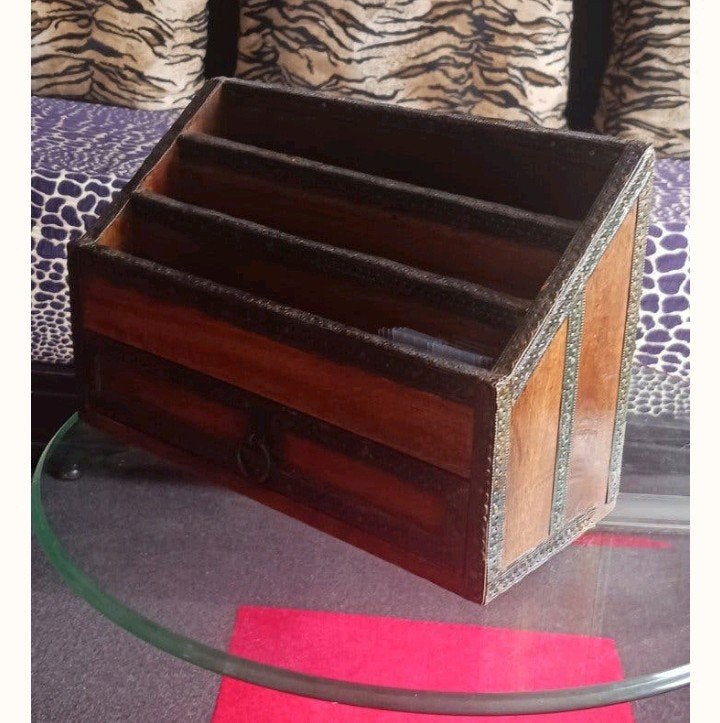 antiek Houten Brievenbus organizer, Ophalen of Verzenden