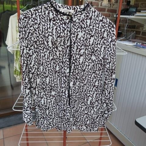 Blouse nieuw zijde print zwart-wit zijde D. Schumacher mt 38, Maat 38/40 (M), Overige kleuren, Nieuw, Ophalen of Verzenden