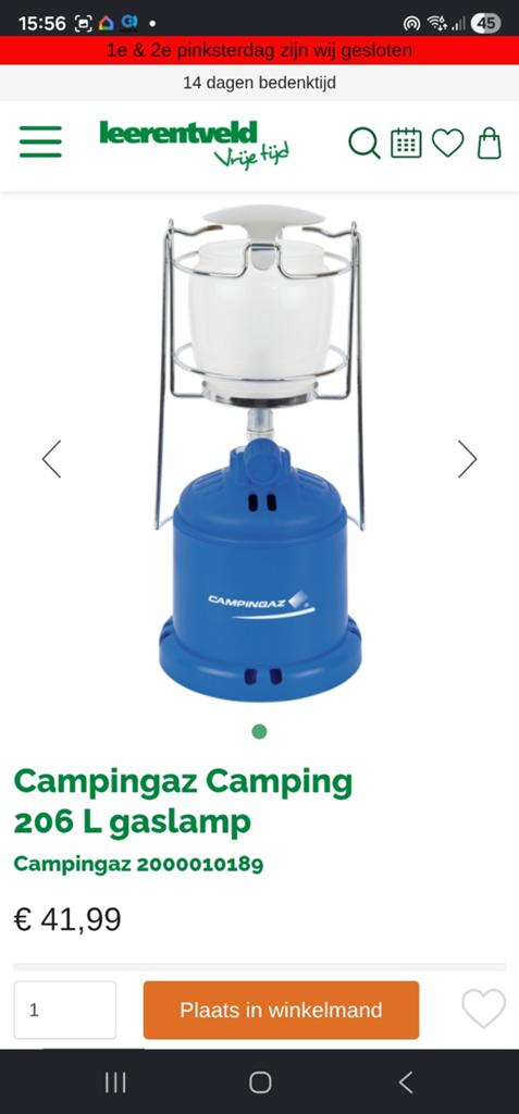 Campingaz Lumogaz T 206 gaslamp - Compact en lichtgewicht, Caravans en Kamperen, Kampeeraccessoires, Ophalen of Verzenden, Zo goed als nieuw