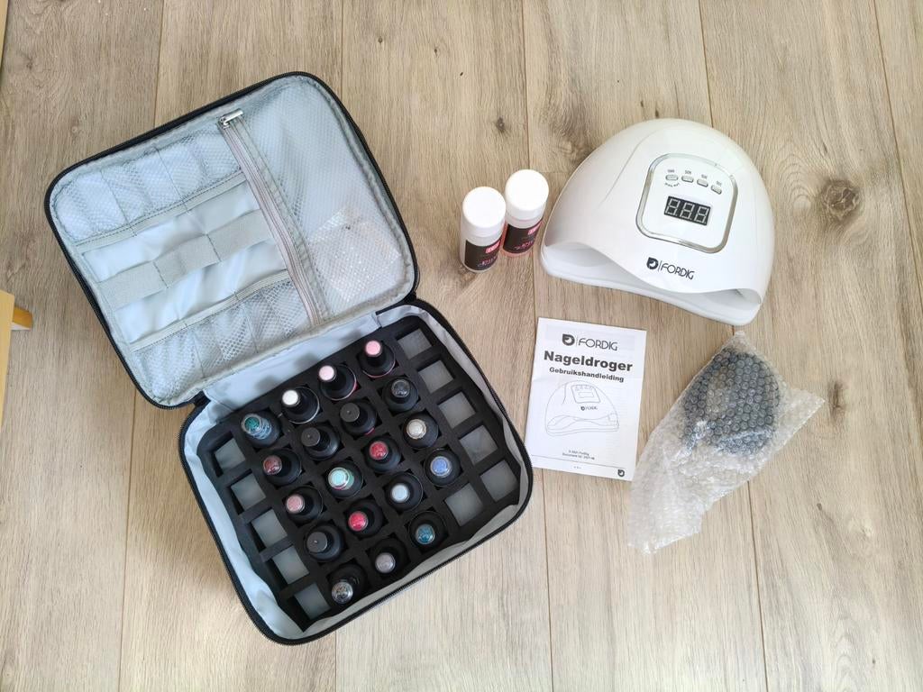 Gelnagellak set, Sieraden, Tassen en Uiterlijk, Uiterlijk | Cosmetica en Make-up, Ophalen, Gebruikt, Overige kleuren, Handen en Nagels
