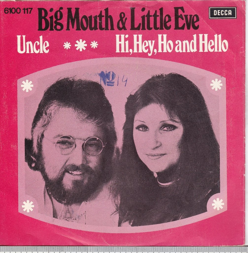 s 104 Big Mouth & Little Eve – Uncle / Hi, Hey, Ho And Hello, Gebruikt, Fotohoes, Overige genres, 7 inch