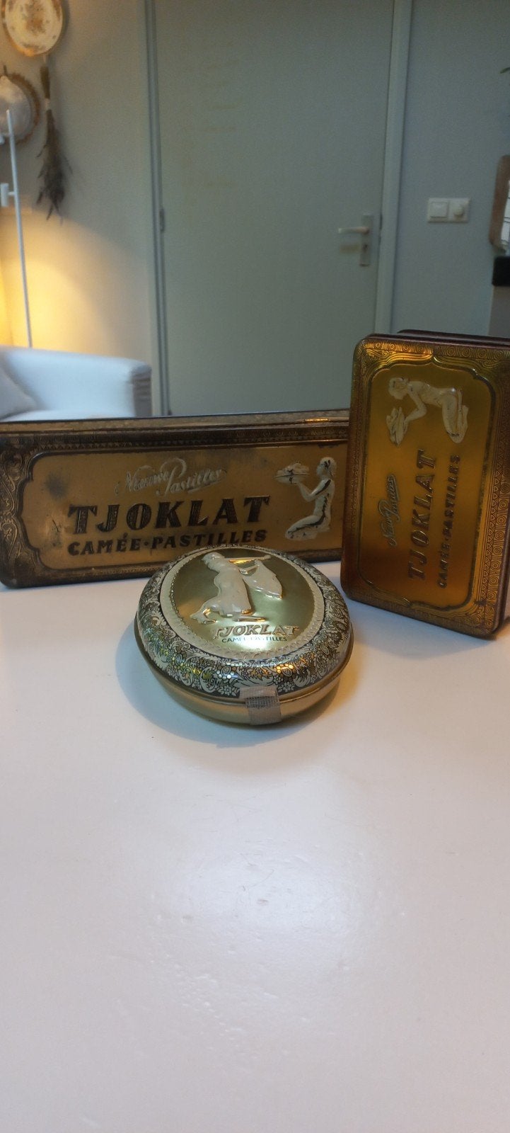 Vintage Tjoklat Camee Pastilles Blikken - Set van 3, Verzamelen, Ophalen of Verzenden, Gebruikt, Overige
