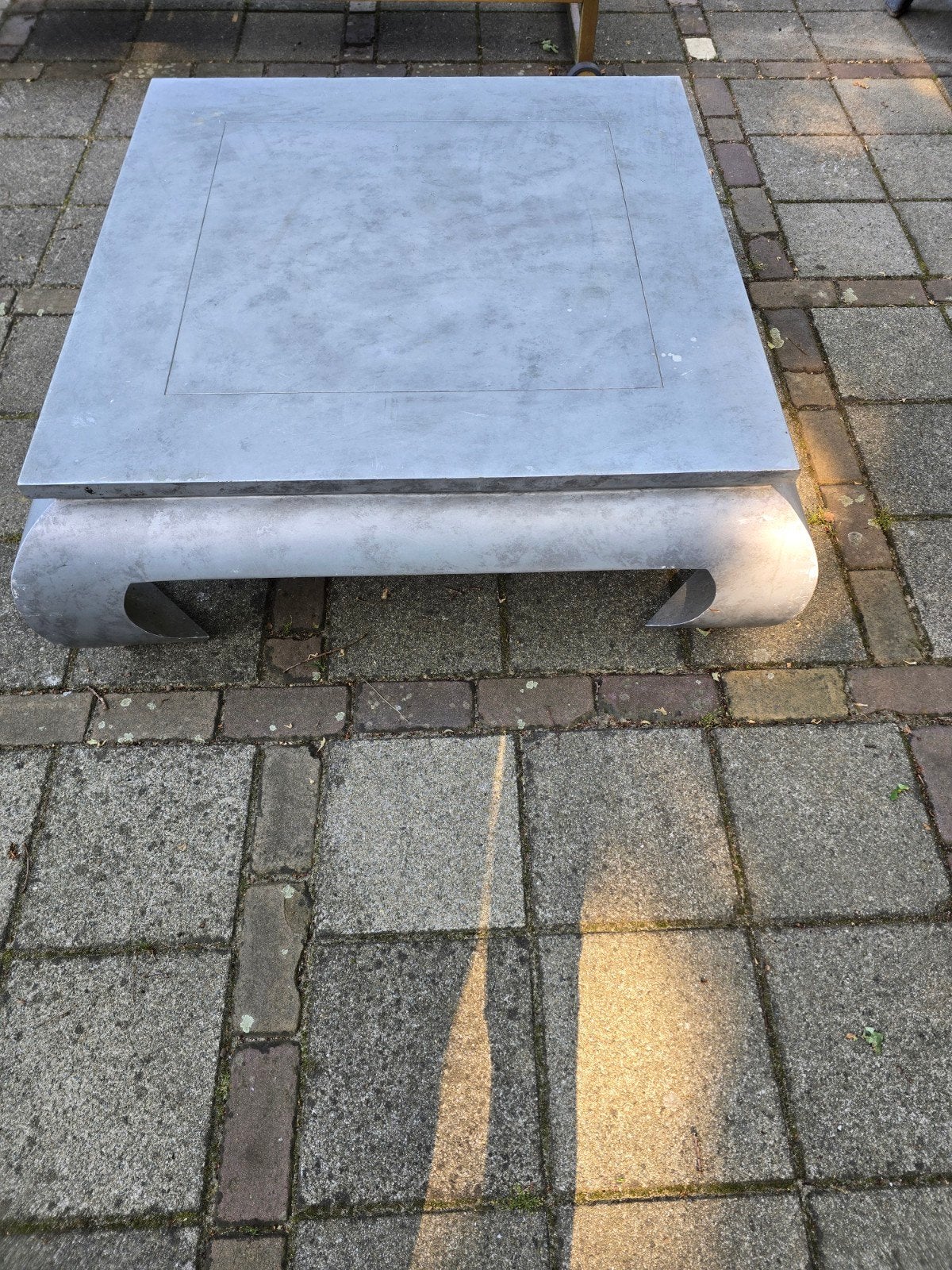 Stalen buiten salontafel opiumtafel, Tuin en Terras, Ophalen of Verzenden, Gebruikt, Rechthoekig, Metaal