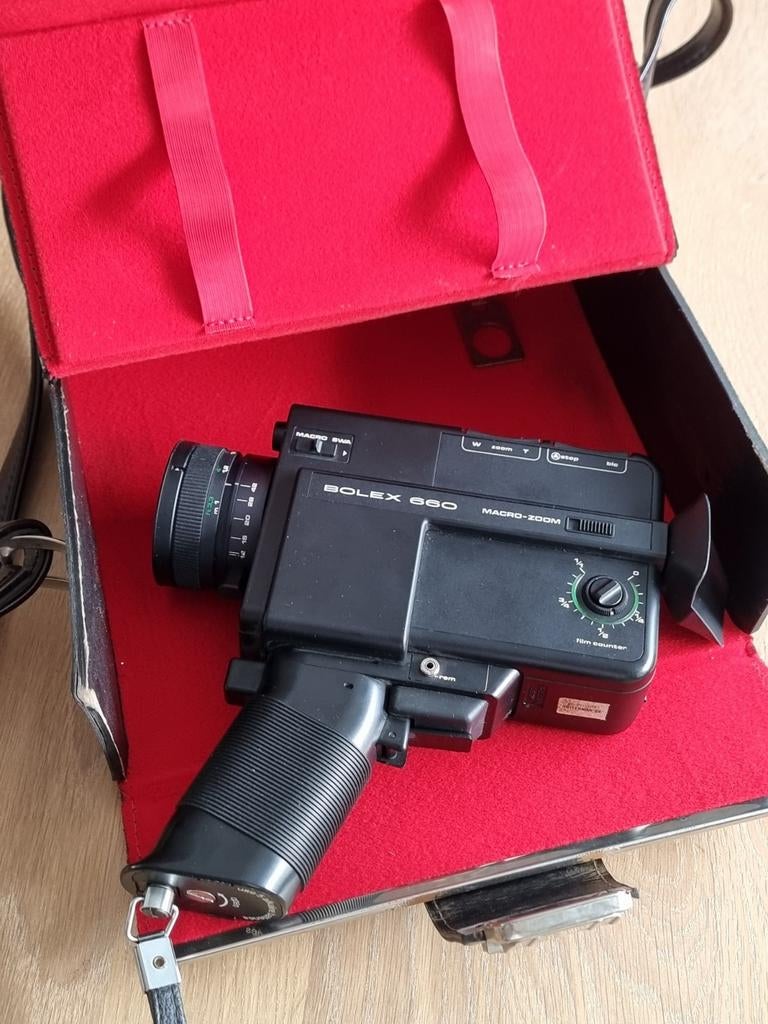 Vintage Bolex 660 Macro zoom 8 Camera met tas, Ophalen, 8mm, Camera