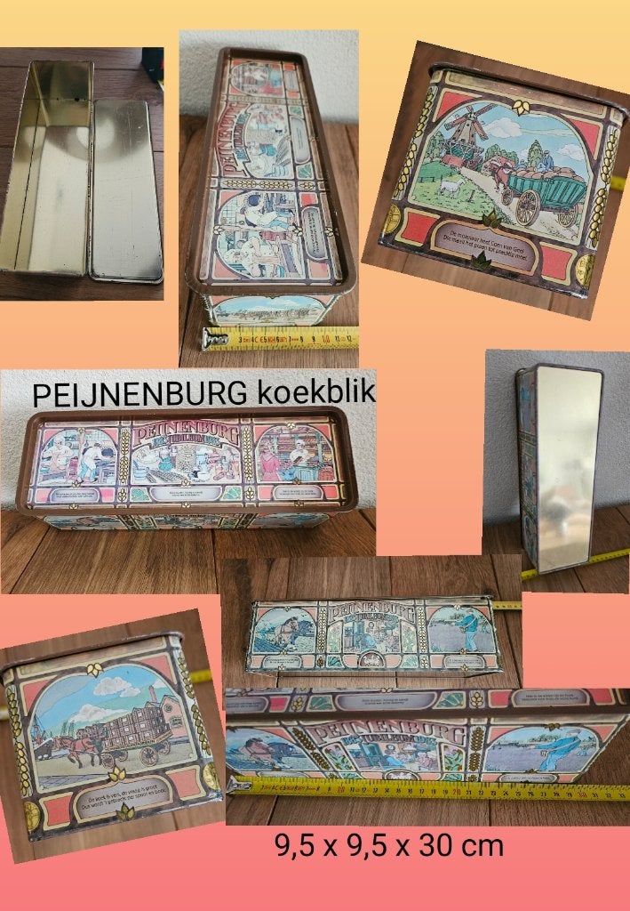 Peijnenburg koekblik 1983 afm. 30x9,5x9,5 cm vintage gaaf!, Ophalen of Verzenden, Zo goed als nieuw, Koek(jes), Overige merken