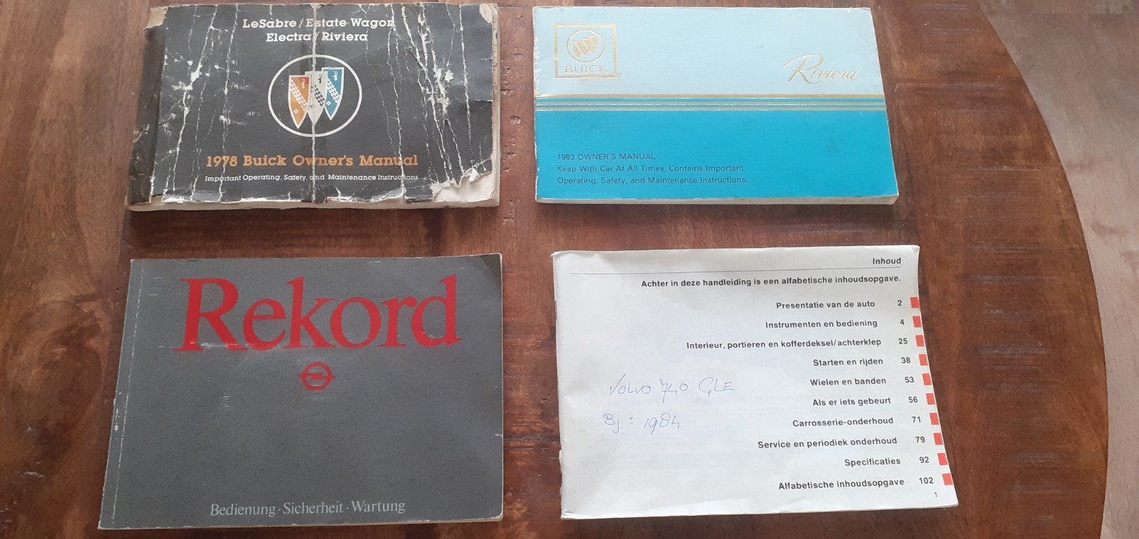 Div. handleidingboekjes(Buick Riviera,Opel Record, Volvo 760, Ophalen