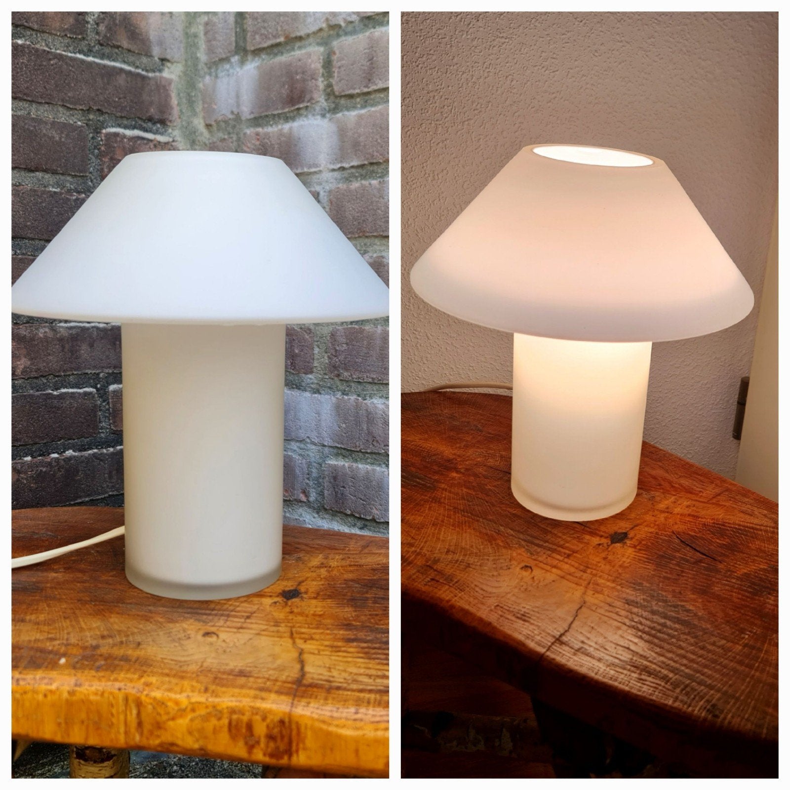 Hala Zeist vintage mushroom tafellamp wit opaal glas, Huis en Inrichting, Lampen | Tafellampen, Wit, Ophalen, Glas, Vintage