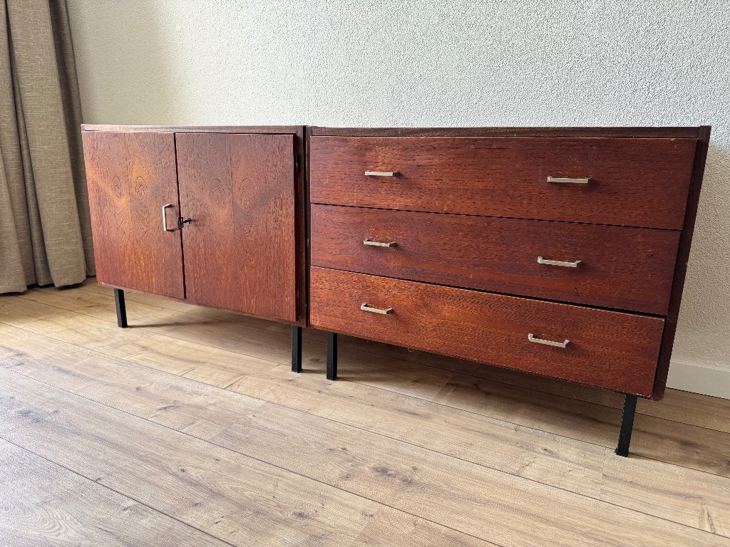 Gaaf jaren ‘50 - ‘60 dressoir / sideboard, Ophalen, Gebruikt, 150 tot 200 cm, Met lade(s)